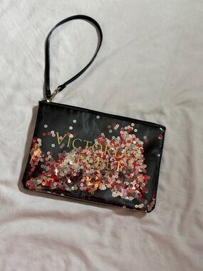 Victoria's Secret Black Sequin Wristlet Pouch